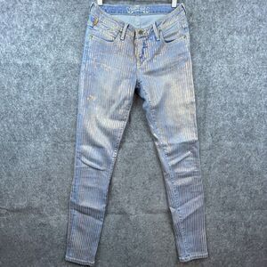 Robins Jean 27 Gold Foil Stripes Jane‎ Metallic Painted Angel Wings Glam Rocker
